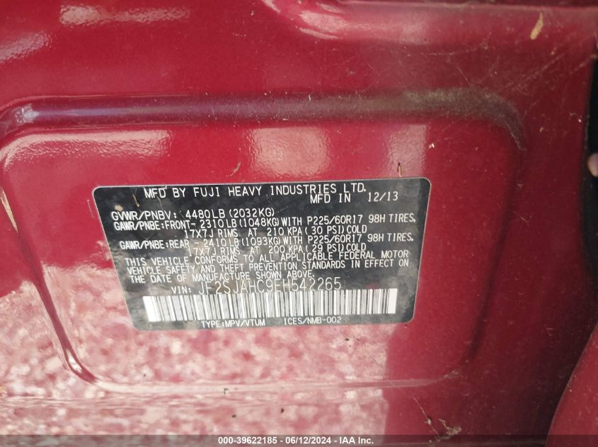 2014 Subaru Forester 2.5I Limited VIN: JF2SJAHC9EH542265 Lot: 39622185