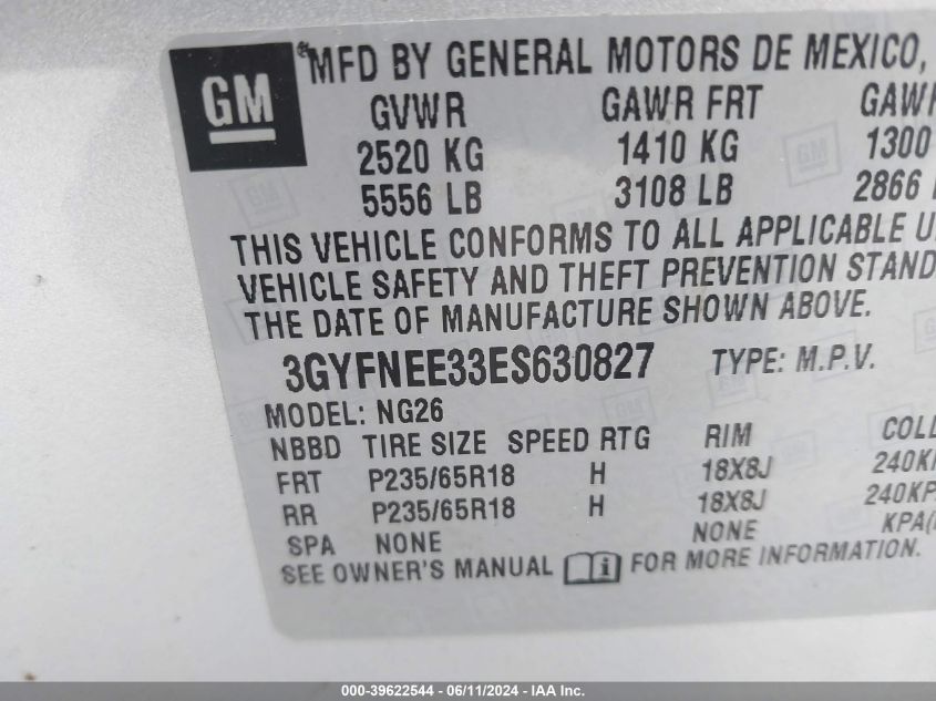 2014 CADILLAC SRX LUXURY COLLECTION - 3GYFNEE33ES630827