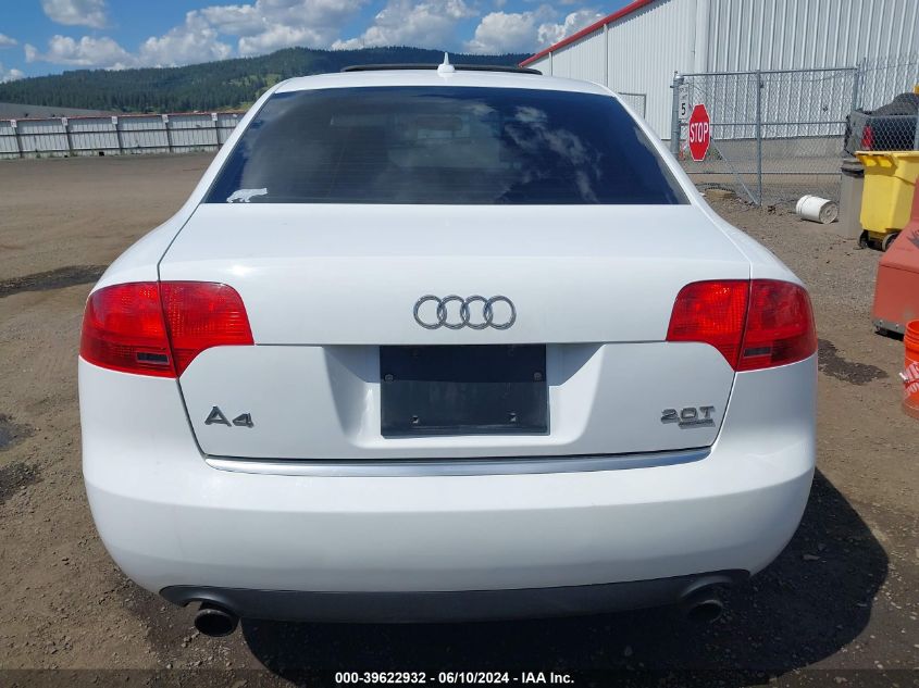 2007 Audi A4 2.0T VIN: WAUDF78E17A123025 Lot: 39622932