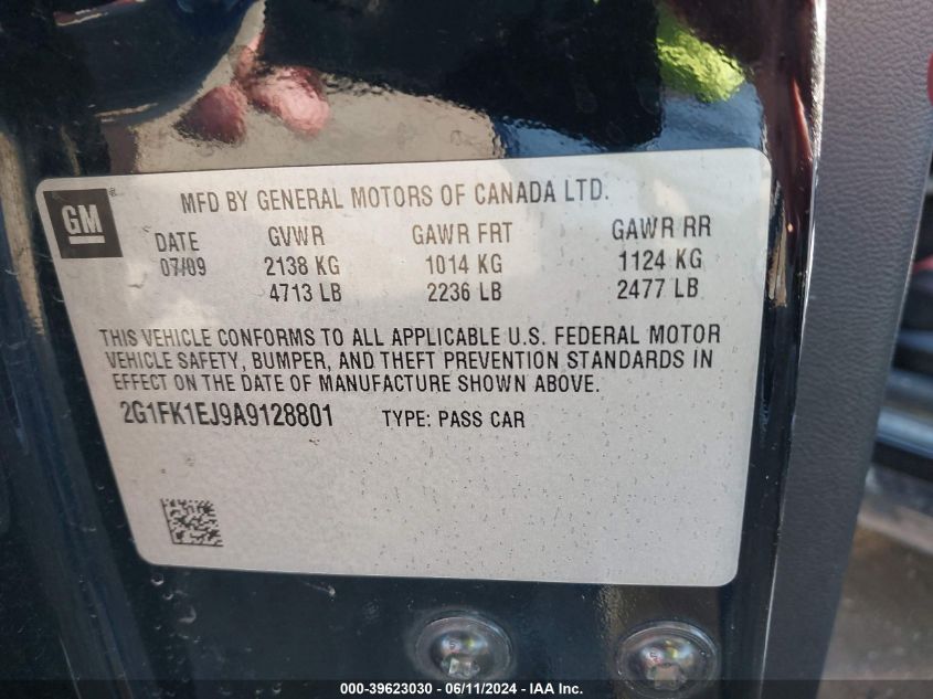 2010 Chevrolet Camaro 2Ss VIN: 2G1FK1EJ9A9128801 Lot: 39623030
