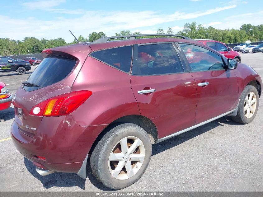 2009 Nissan Murano Sl VIN: JN8AZ18WX9W204196 Lot: 39623103