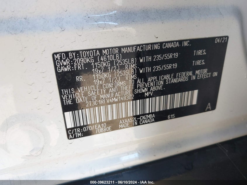 2021 TOYOTA RAV4 XLE PREMIUM - 2T3C1RFV4MW148302