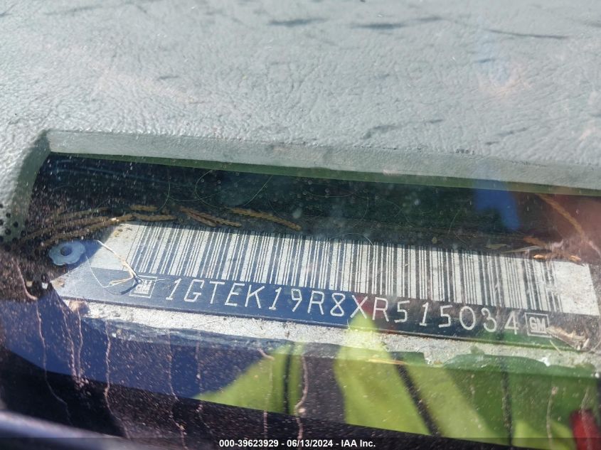 1999 GMC Sierra 1500 Sle VIN: 1GTEK19R8XR515034 Lot: 39623929