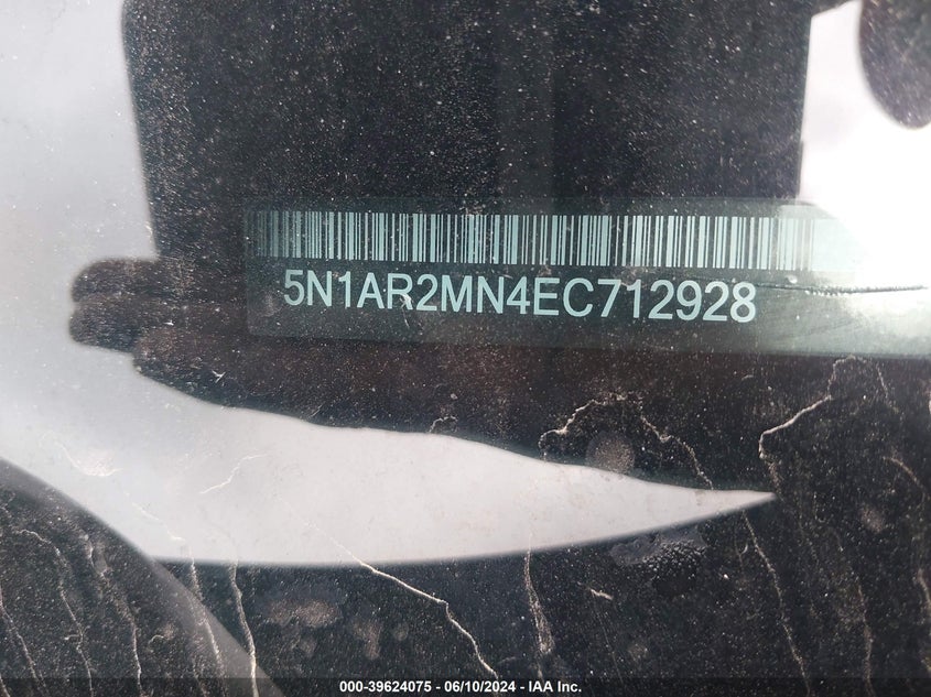 2014 Nissan Pathfinder S VIN: 5N1AR2MN4EC712928 Lot: 39624075