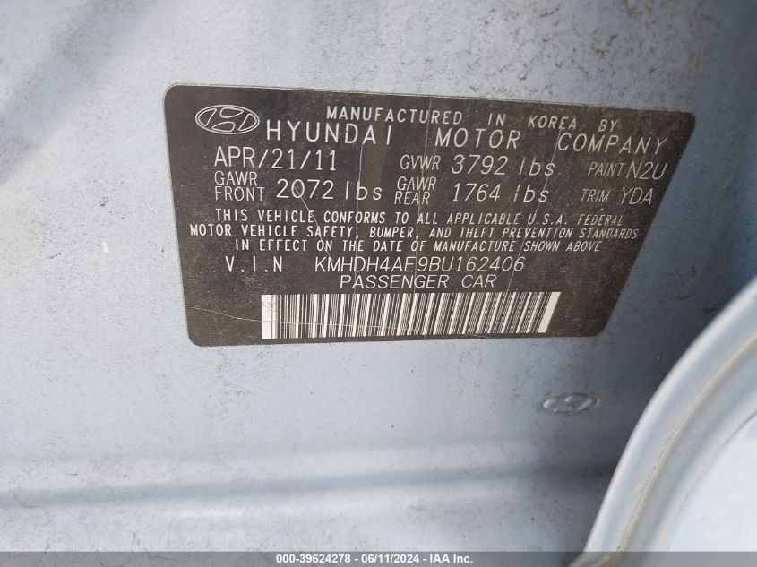 KMHDH4AE9BU162406 | 2011 HYUNDAI ELANTRA