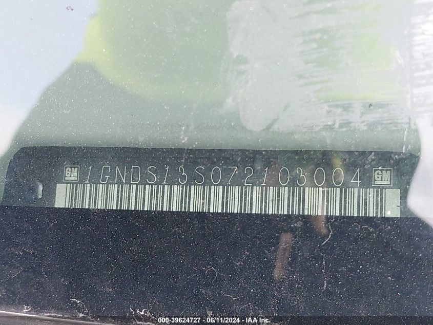 2007 Chevrolet Trailblazer Ls VIN: 1GNDS13S072103004 Lot: 39624727
