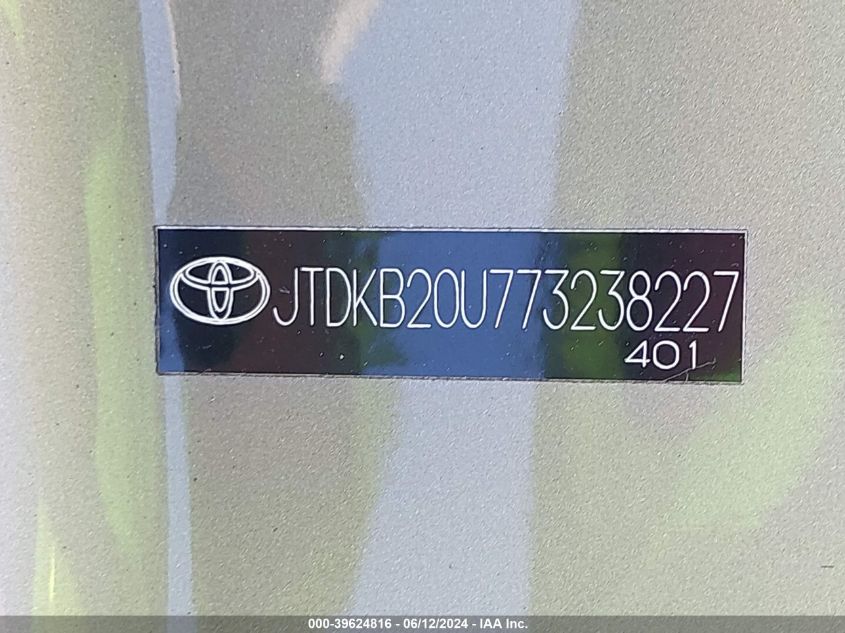 2007 Toyota Prius VIN: JTDKB20U773238227 Lot: 39624816