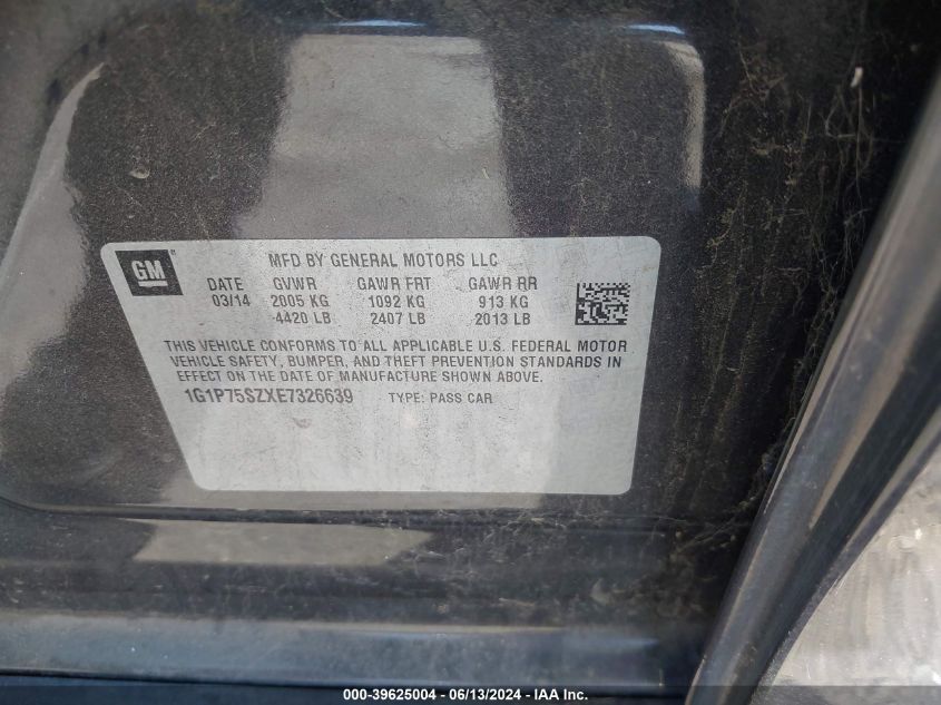 2014 Chevrolet Cruze Diesel VIN: 1G1P75SZXE7326639 Lot: 39625004