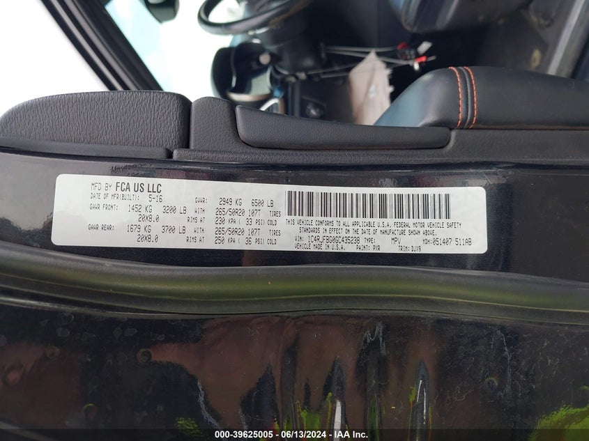 2016 Jeep Grand Cherokee Limited 75Th Anniversary VIN: 1C4RJFBG0GC435238 Lot: 39625005