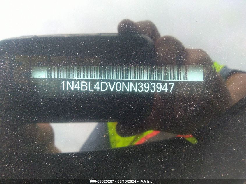 2022 Nissan Altima Sv VIN: 1N4BL4DV0NN393947 Lot: 39625207