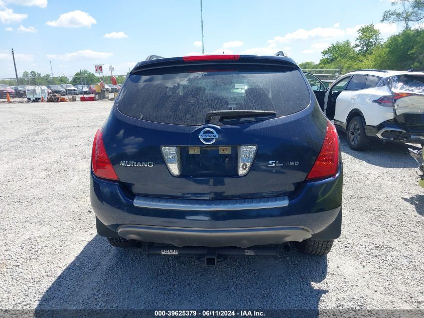 2006 Nissan Murano Sl VIN: JN8AZ08W16W552362 Lot: 39625379