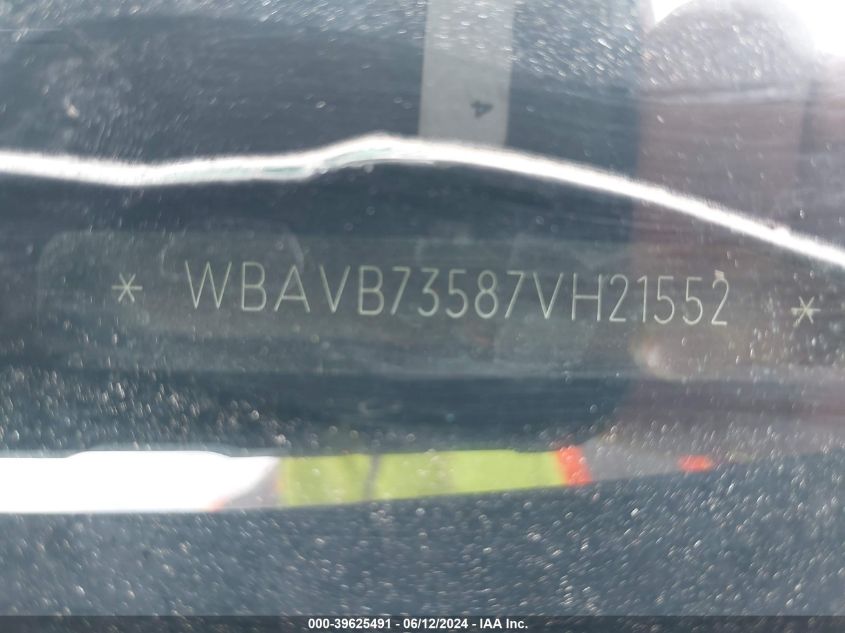 2007 BMW 335I VIN: WBAVB73587VH21552 Lot: 39625491