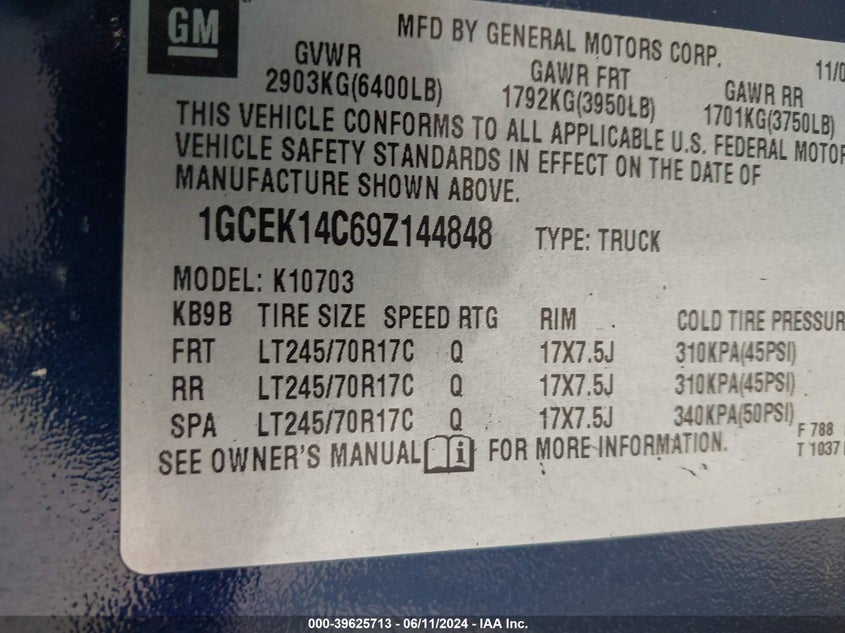 2009 Chevrolet Silverado 1500 Work Truck VIN: 1GCEK14C69Z144848 Lot: 39625713