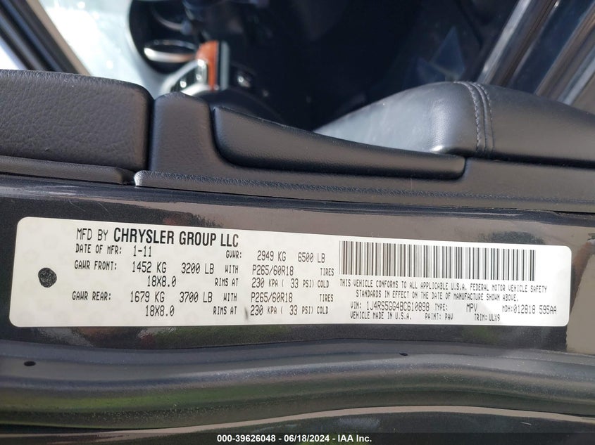 2011 Jeep Grand Cherokee Limited VIN: 1J4RS5GG4BC610898 Lot: 39626048