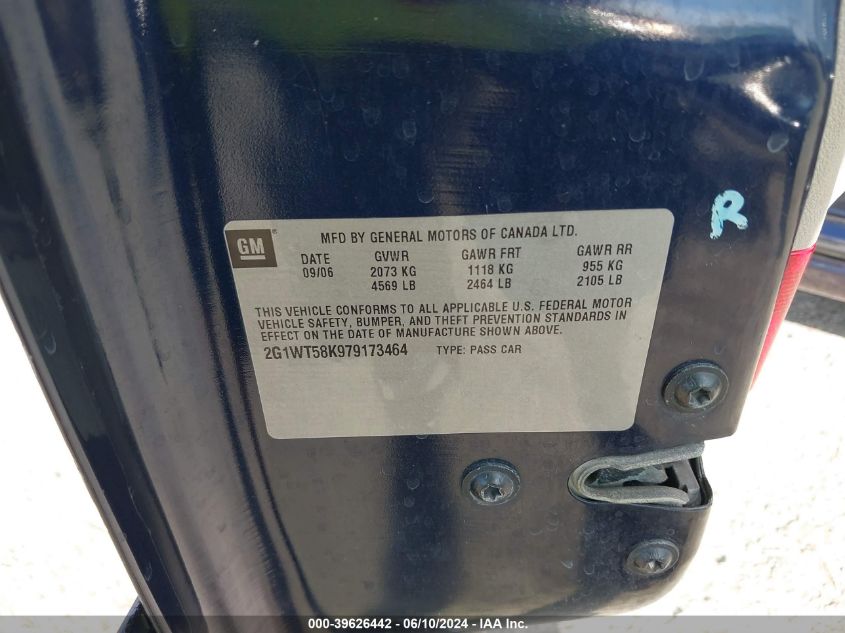 2007 Chevrolet Impala Lt VIN: 2G1WT58K979173464 Lot: 39626442