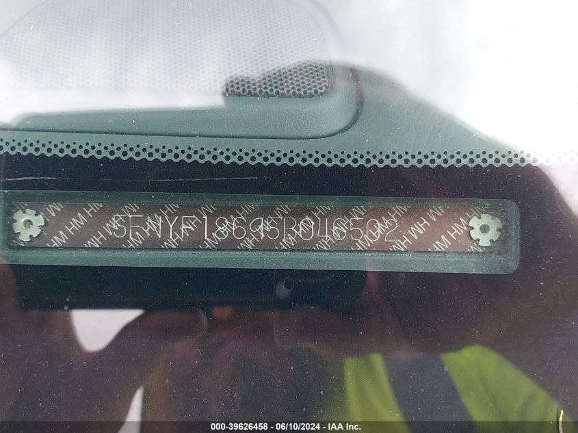 2005 Honda Pilot Ex-L VIN: 5FNYF18695B046502 Lot: 39626458