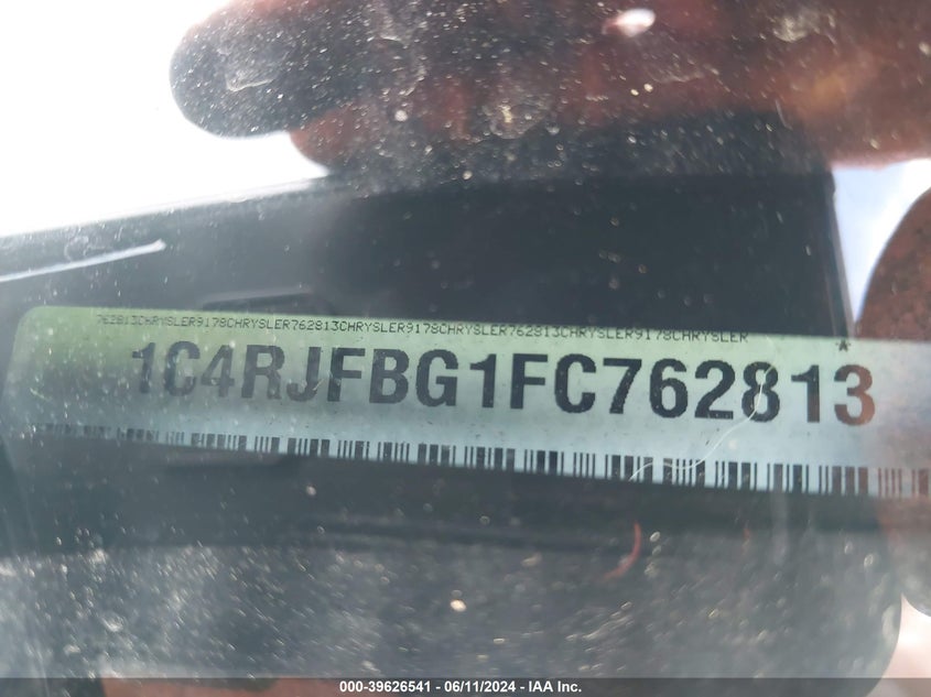 2015 Jeep Grand Cherokee Limited VIN: 1C4RJFBG1FC762813 Lot: 39626541