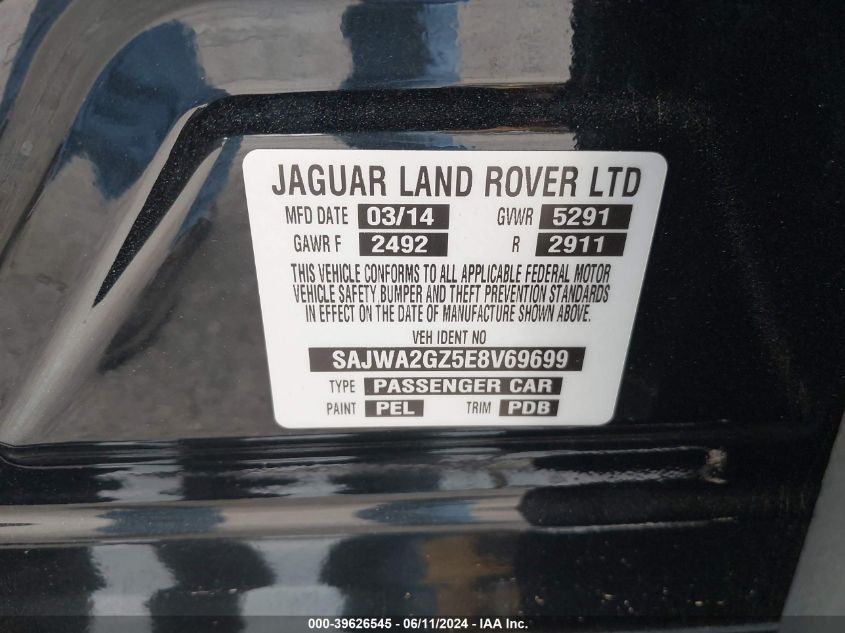 2014 Jaguar Xj Xjl Portfolio VIN: SAJWA2GZ5E8V69699 Lot: 39626545