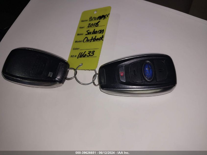 2018 Subaru Outback 2.5I Limited VIN: 4S4BSANCXJ3218728 Lot: 39626651