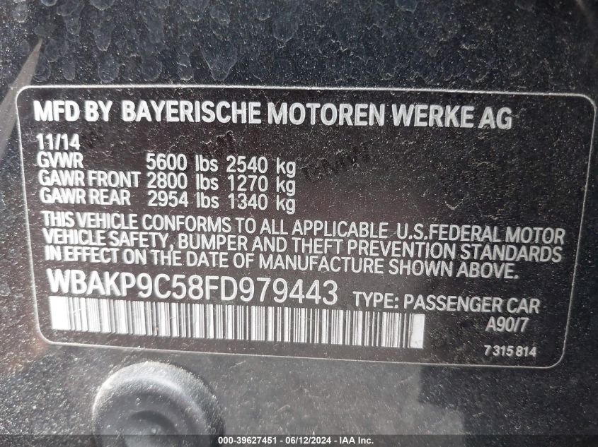 WBAKP9C58FD979443 2015 BMW 550I xDrive