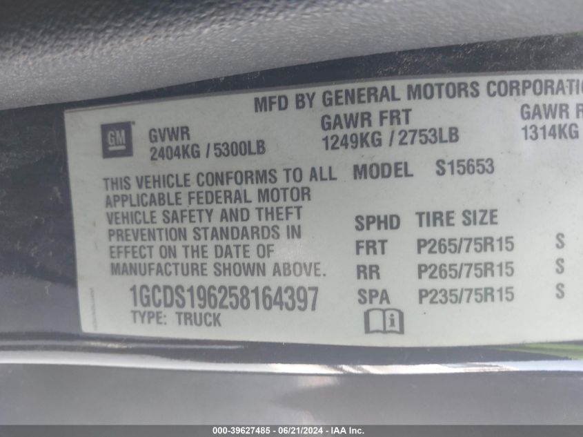2005 Chevrolet Colorado VIN: 1GCDT196758149911 Lot: 39627485