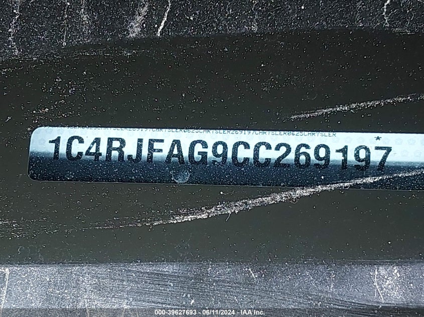 2012 Jeep Grand Cherokee Laredo VIN: 1C4RJFAG9CC269197 Lot: 39627693