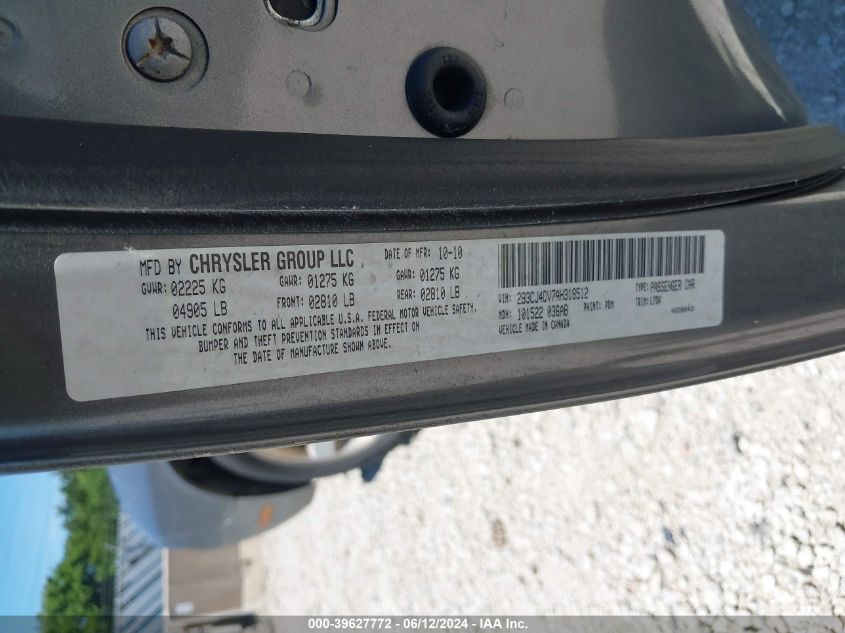 2010 Dodge Challenger Se VIN: 2B3CJ4DV7AH318512 Lot: 39627772