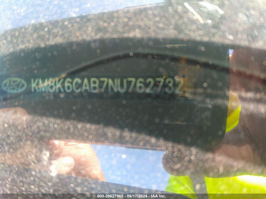2022 Hyundai Kona Sel VIN: KM8K6CAB7NU762732 Lot: 39627965