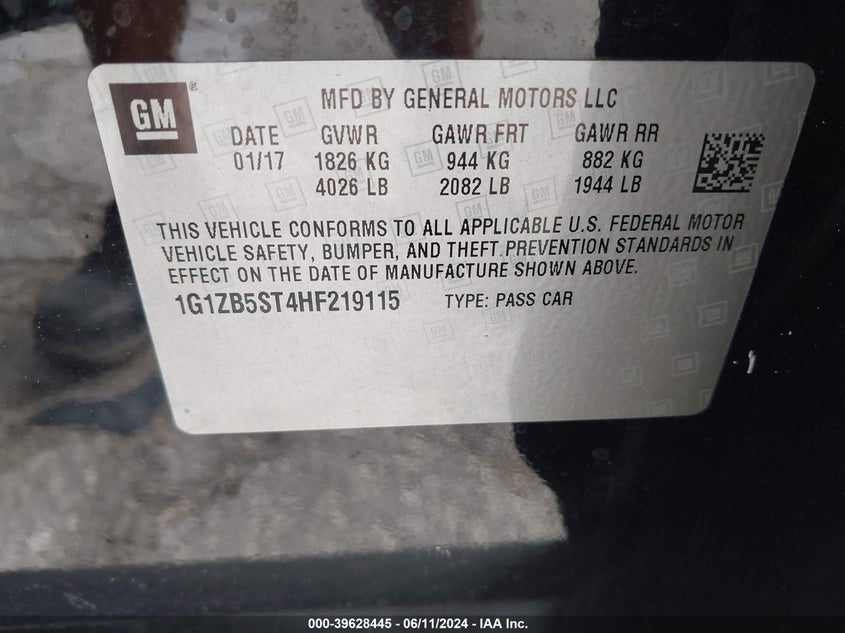 2017 Chevrolet Malibu Ls VIN: 1G1ZB5ST4HF219115 Lot: 39628445