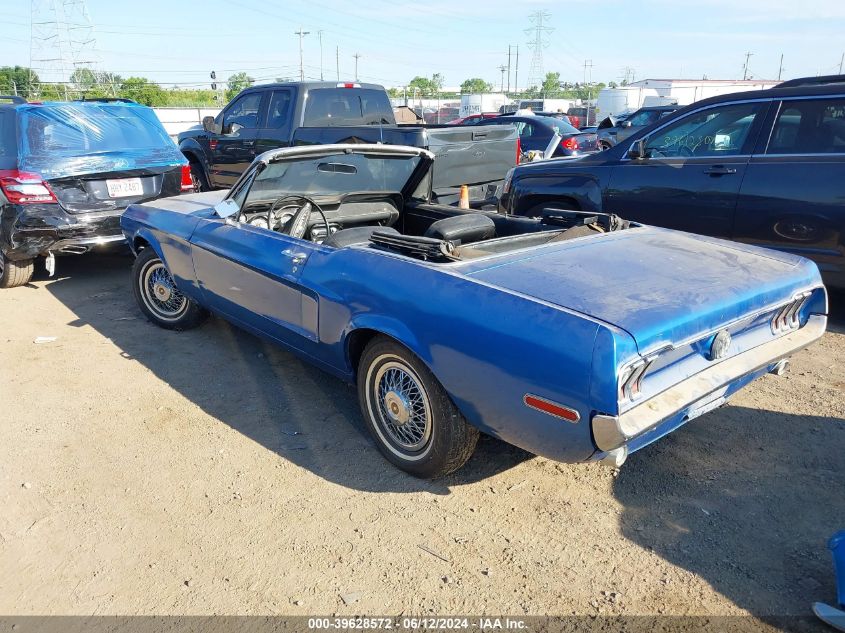 1968 Ford Mustang VIN: 8F03T185825 Lot: 39628572