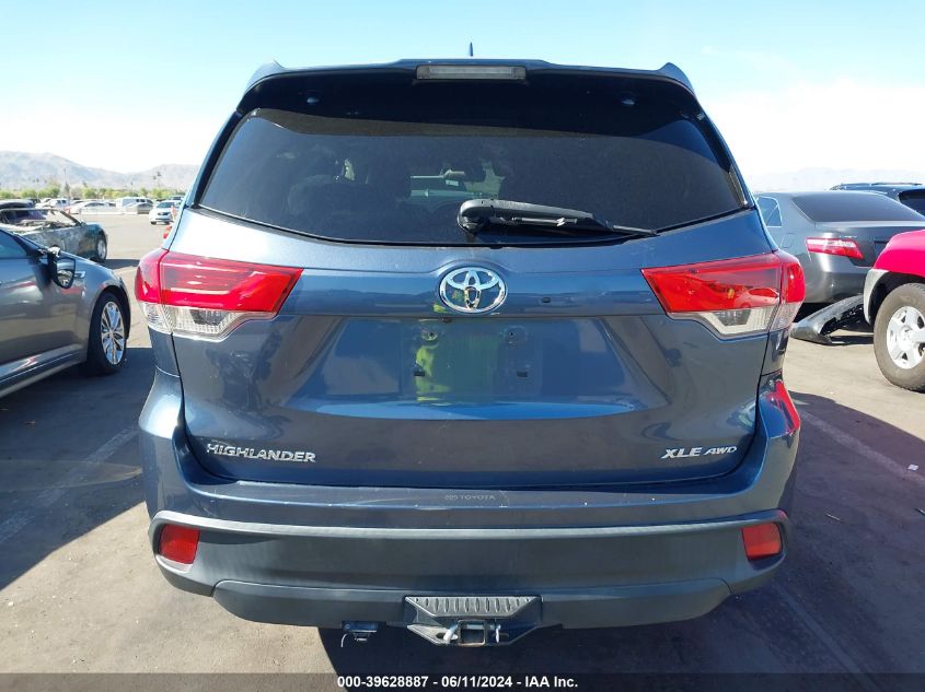2018 Toyota Highlander Xle VIN: 5TDJZRFH8JS496191 Lot: 39628887