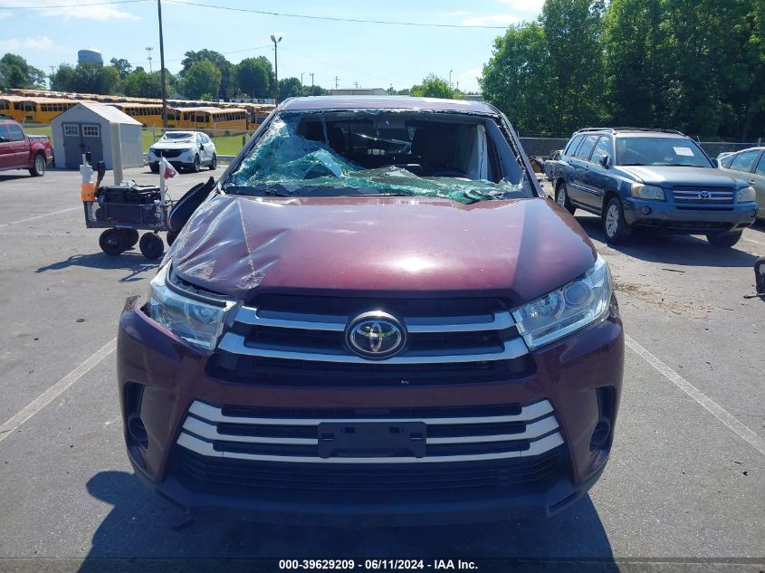 2019 Toyota Highlander Le VIN: 5TDZZRFHXKS324667 Lot: 39629209