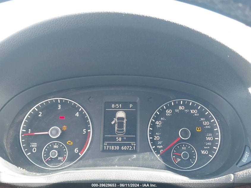 2013 Volkswagen Passat 2.0L Tdi Sel Premium VIN: 1VWCN7A38DC116399 Lot: 39629653