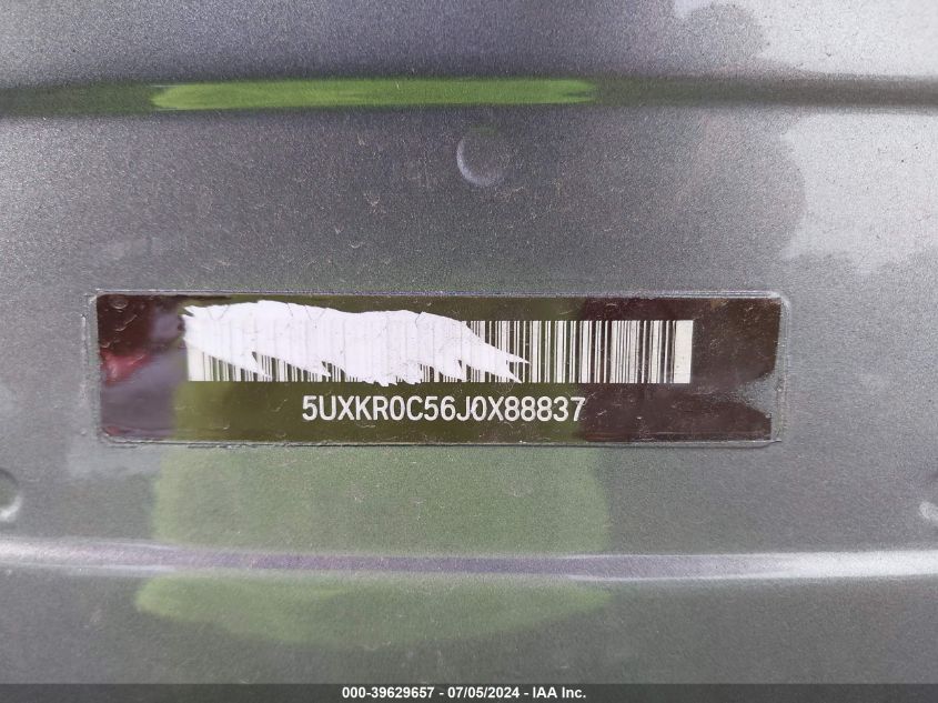 2018 BMW X5 xDrive35I VIN: 5UXKR0C56J0X88837 Lot: 39629657
