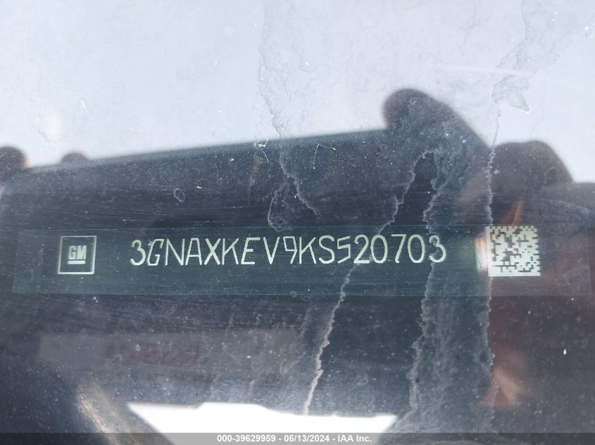 2019 Chevrolet Equinox Lt VIN: 3GNAXKEV9KS520703 Lot: 39629959