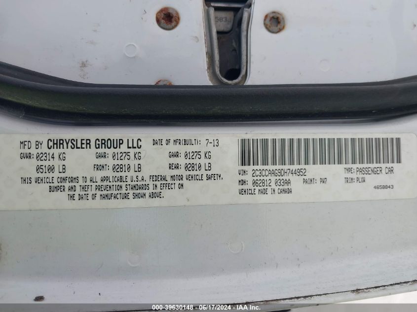 2013 Chrysler 300 Motown VIN: 2C3CCAAG9DH744952 Lot: 39630148