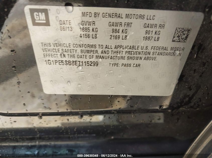 2014 Chevrolet Cruze 2Lt Auto VIN: 1G1PE5SB8E7115299 Lot: 39630348