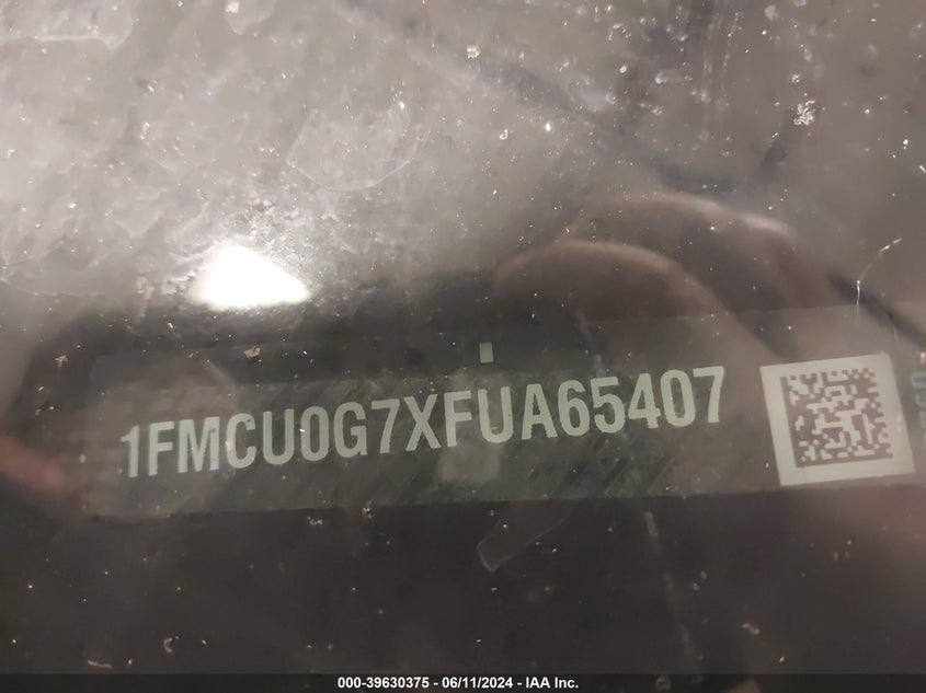 2015 Ford Escape Se VIN: 1FMCU0G7XFUA65407 Lot: 39630375
