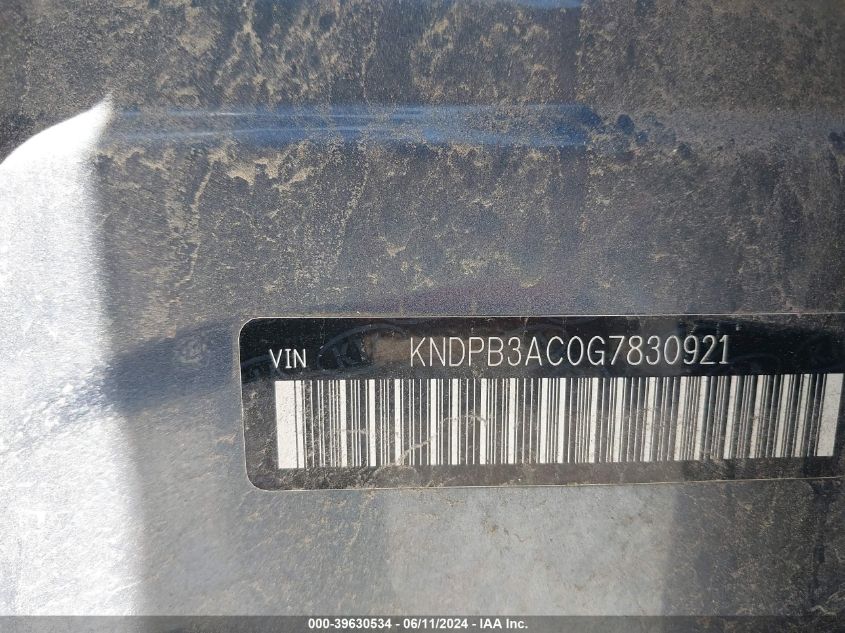 2016 Kia Sportage Lx VIN: KNDPB3AC0G7830921 Lot: 39630534