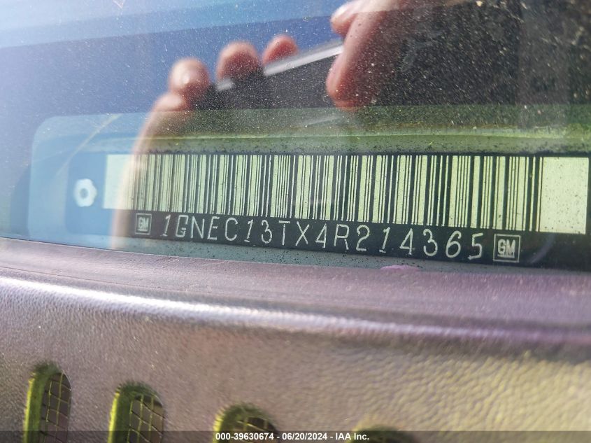 2004 Chevrolet Tahoe Lt VIN: 1GNEC13TX4R214365 Lot: 39630674