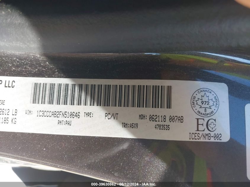 2015 CHRYSLER 200 LIMITED - 1C3CCCAB2FN510646