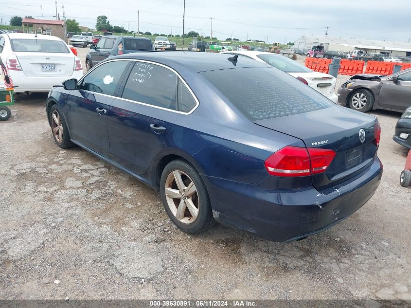 2012 Volkswagen Passat 2.5L Se VIN: 1VWBP7A38CC043801 Lot: 39630891