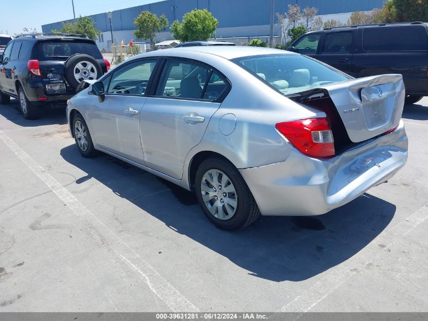 2012 Honda Civic Lx VIN: 19XFB2F52CE390503 Lot: 39631281