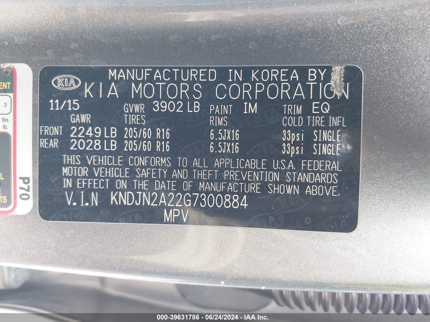 2016 KIA SOUL - KNDJN2A22G7300884
