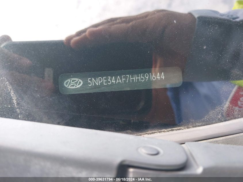 2017 Hyundai Sonata Limited VIN: 5NPE34AF7HH591644 Lot: 39631794