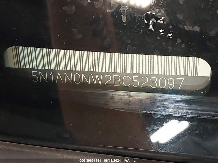 2011 Nissan Xterra S VIN: 5N1AN0NW2BC523097 Lot: 39631841