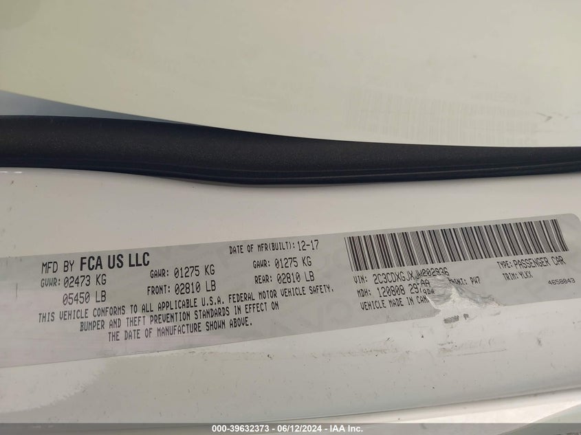 2018 Dodge Charger Daytona 392 Rwd VIN: 2C3CDXGJXJH202936 Lot: 39632373