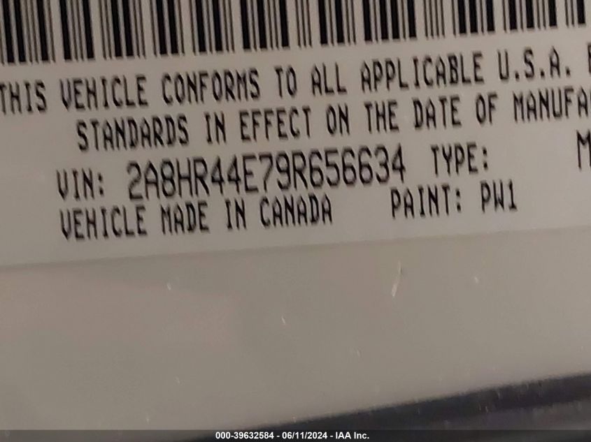 2009 Chrysler Town & Country Lx VIN: 2A8HR44E79R656634 Lot: 39632584
