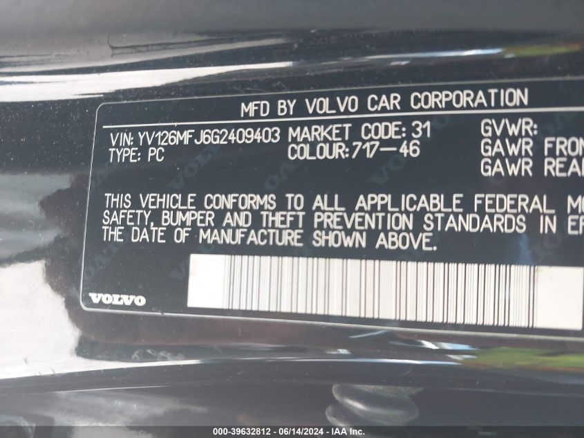 YV126MFJ6G2409403 2016 Volvo S60 T5 Drive-E