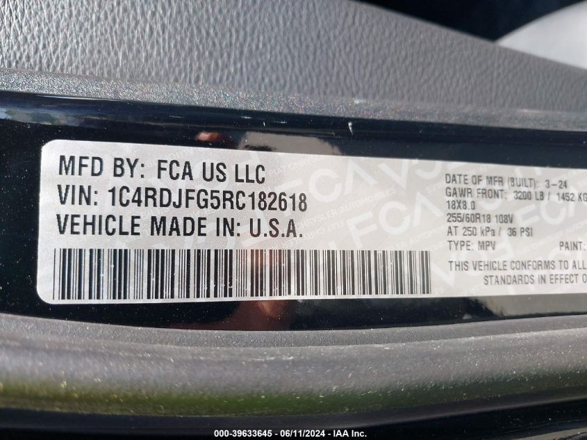 2024 DODGE DURANGO PURSUIT/ENFORCER - 1C4RDJFG5RC182618